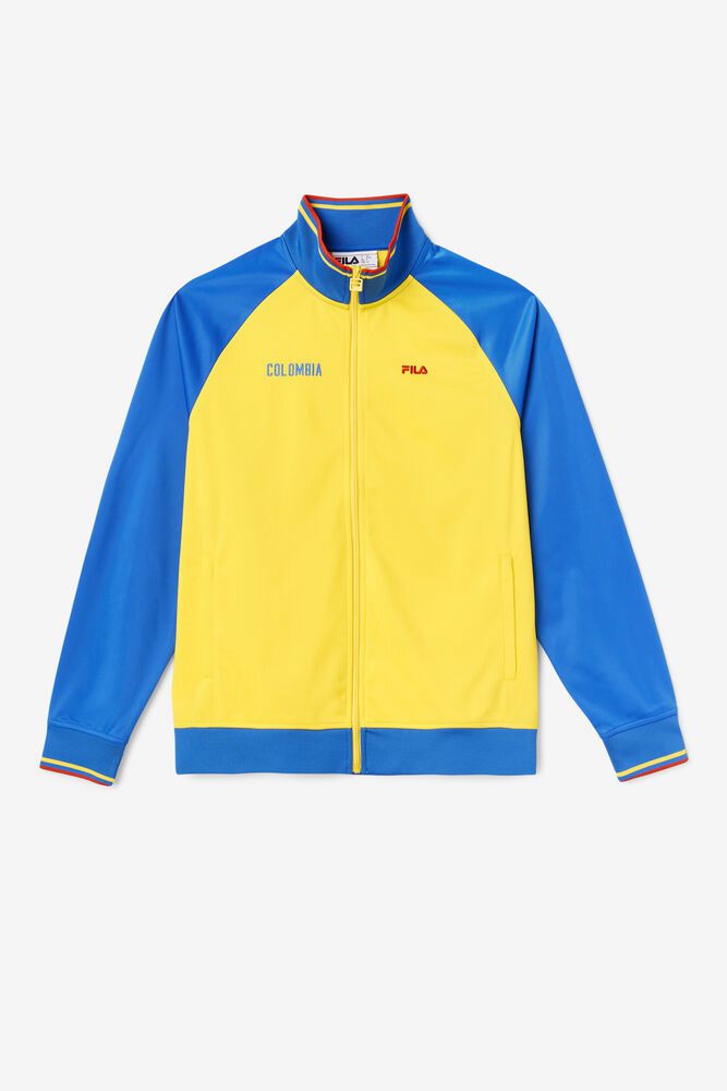 Fila Jacket Mens Yellow/Blue - Colombia Track - Philippines 2815940-ZY
